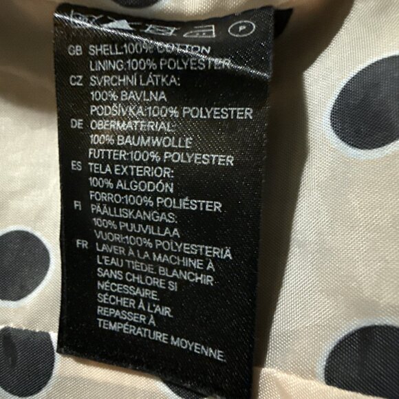 Divided by H&M Blazer Womens Sz 8 Black Pink Polka Dot Lined Pockets Cotton - Picture 10 of 11